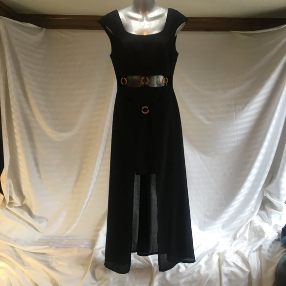 Joseph Ribkoff Women's Black Designer Dress High Low Size 6 Formal Vintage Grad - Picture 2 of 15